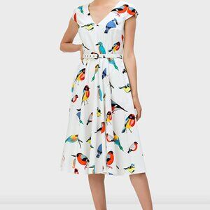 eShakti Abstract Bird V-Neck Dress